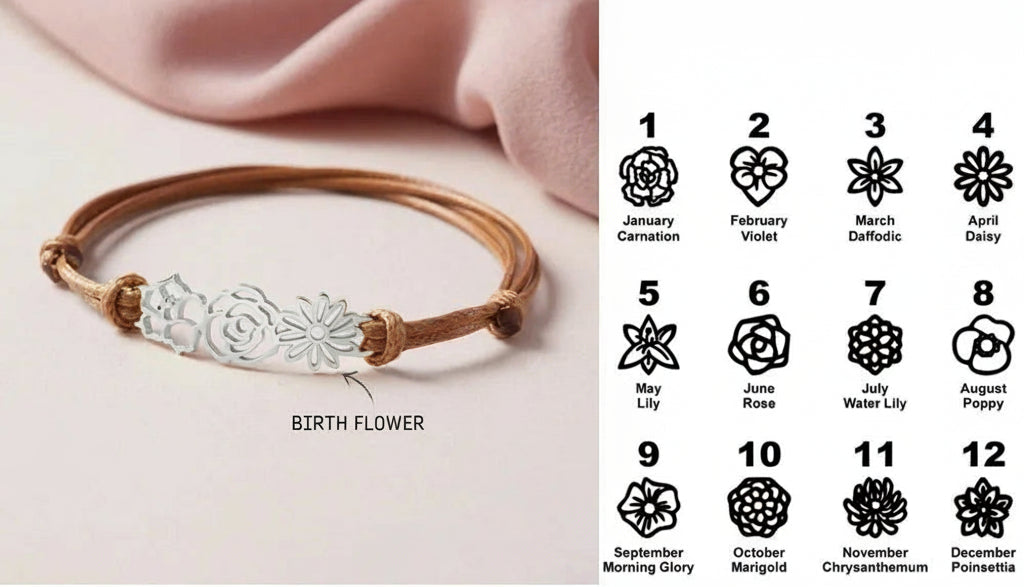 Personalized Flower Bracelet Birth Month Flower