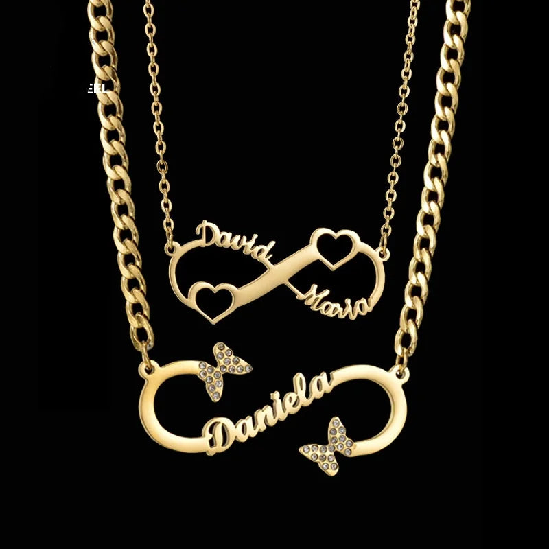 Personalisierte Herz-Halsketten mit zwei Namen