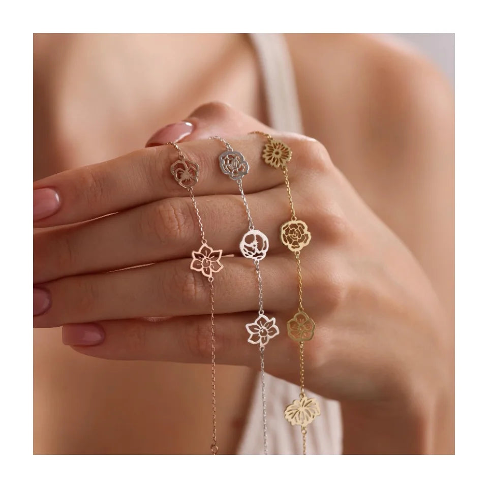 Gepersonaliseerde geboortebloemarmband