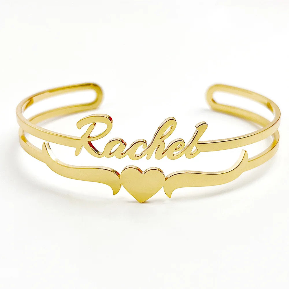 Personalized 18k Gold Plated Stainless Steel Name Bracelet
