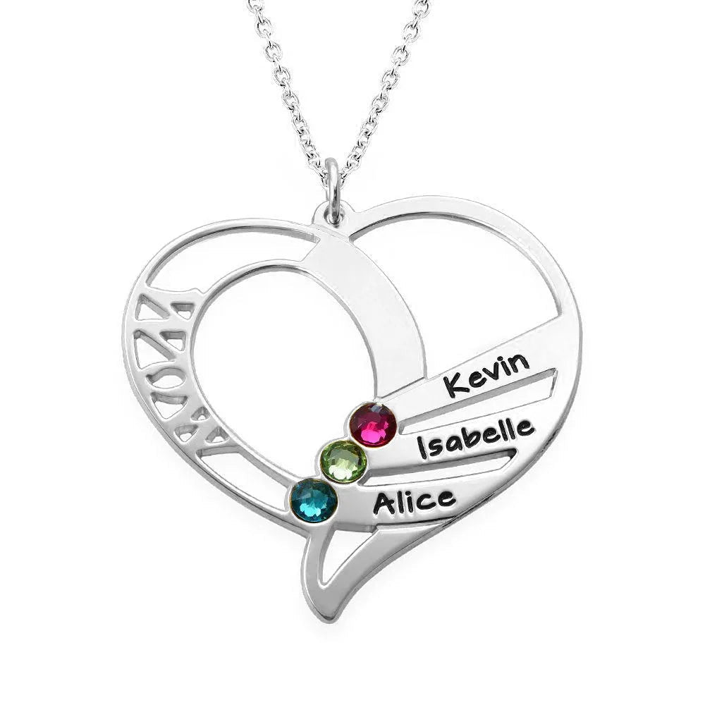 Hart met gegraveerde familienaam