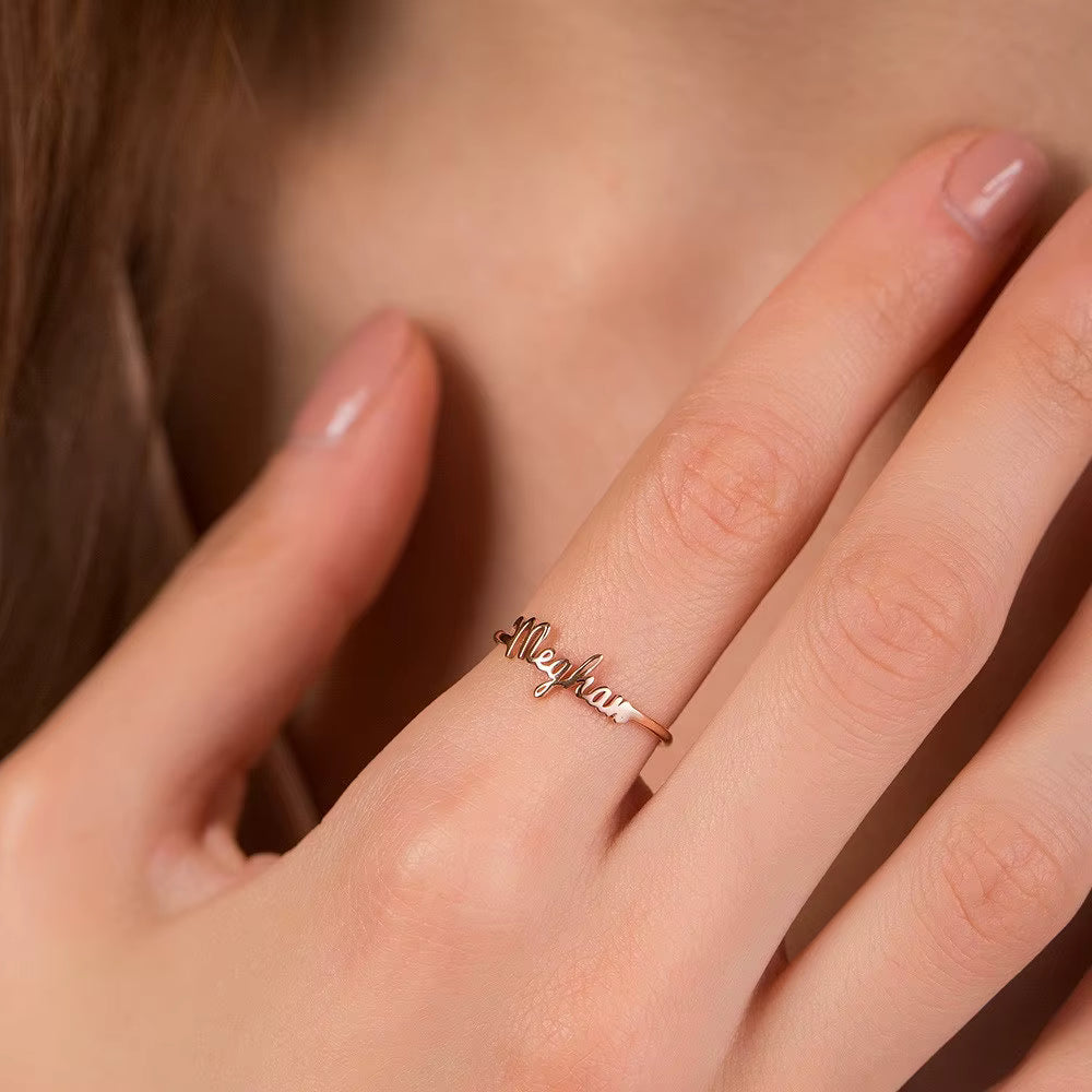 Gepersonaliseerde naamring – 18-karaats verguld